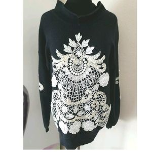 Bonnie Boerer & Co. Vintage Beaded Embroidered‎ Sweater Knit Women's Size Large